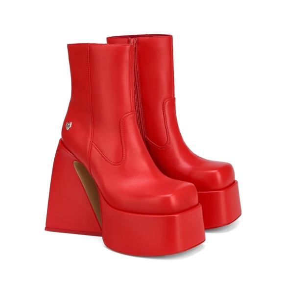 Naked Wolfe Shoes - naked wolfe- jane red ankle boots bootie size 9 platform